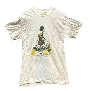 VTG Irish Leprechaun Shirt Womens Medium Beige Top O‎ The Morning Streetwear 80s